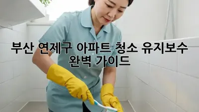 부산 연제구 아파트 청소 유지보수 완벽 가이드
